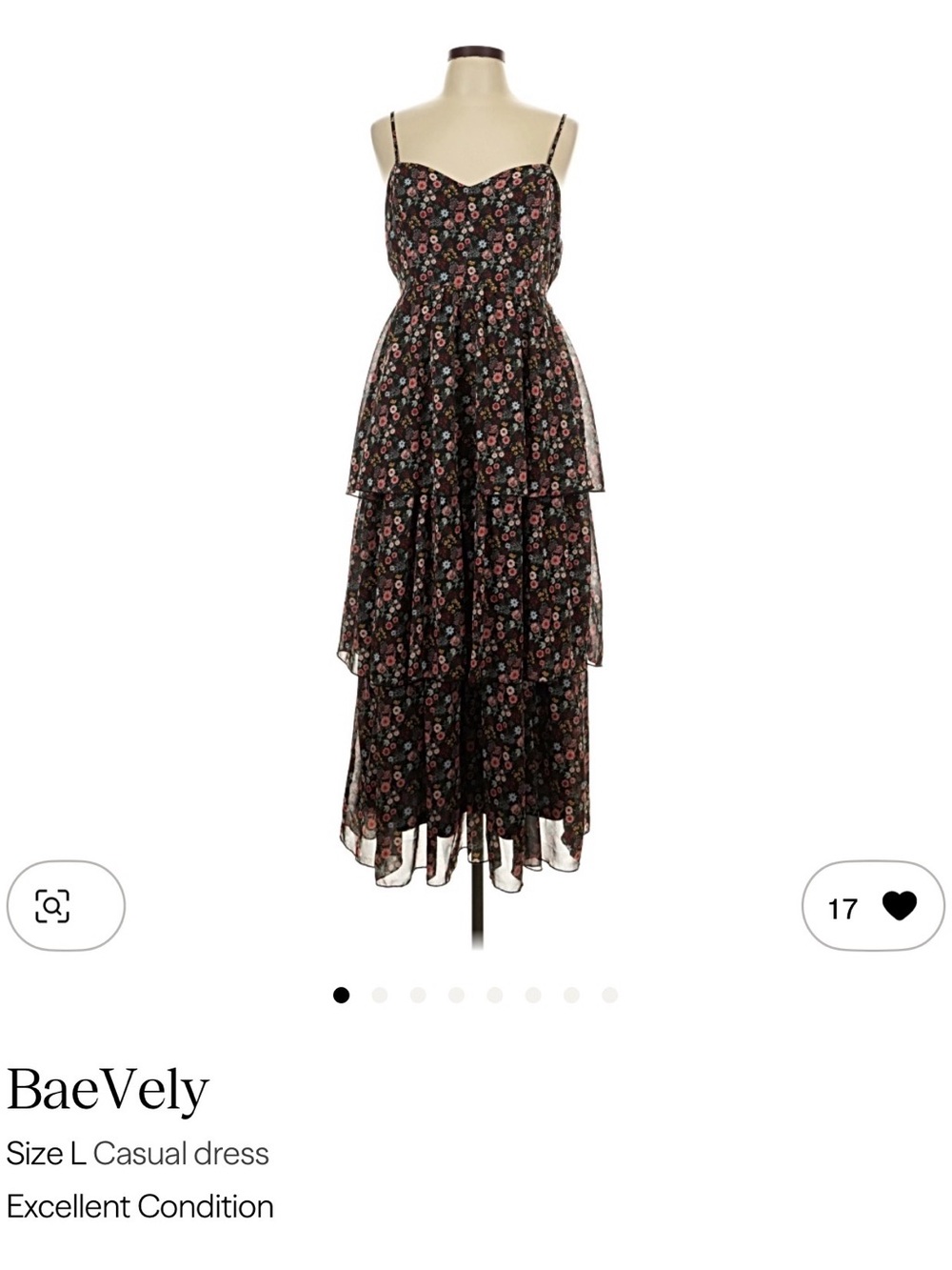 Black Floral Tiered Maxi Dress with Spaghetti Straps